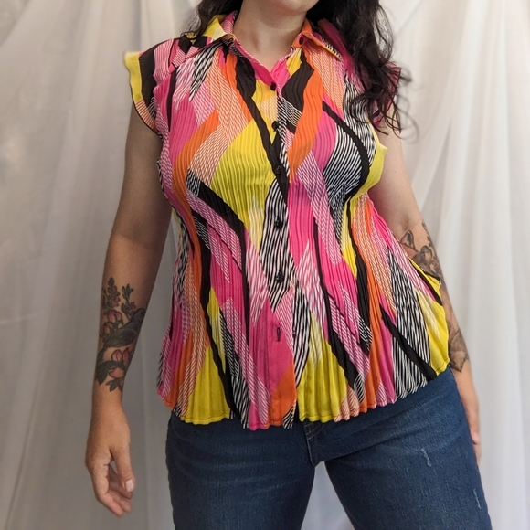 2000's pleated abstract blouse - Picture 6 of 6